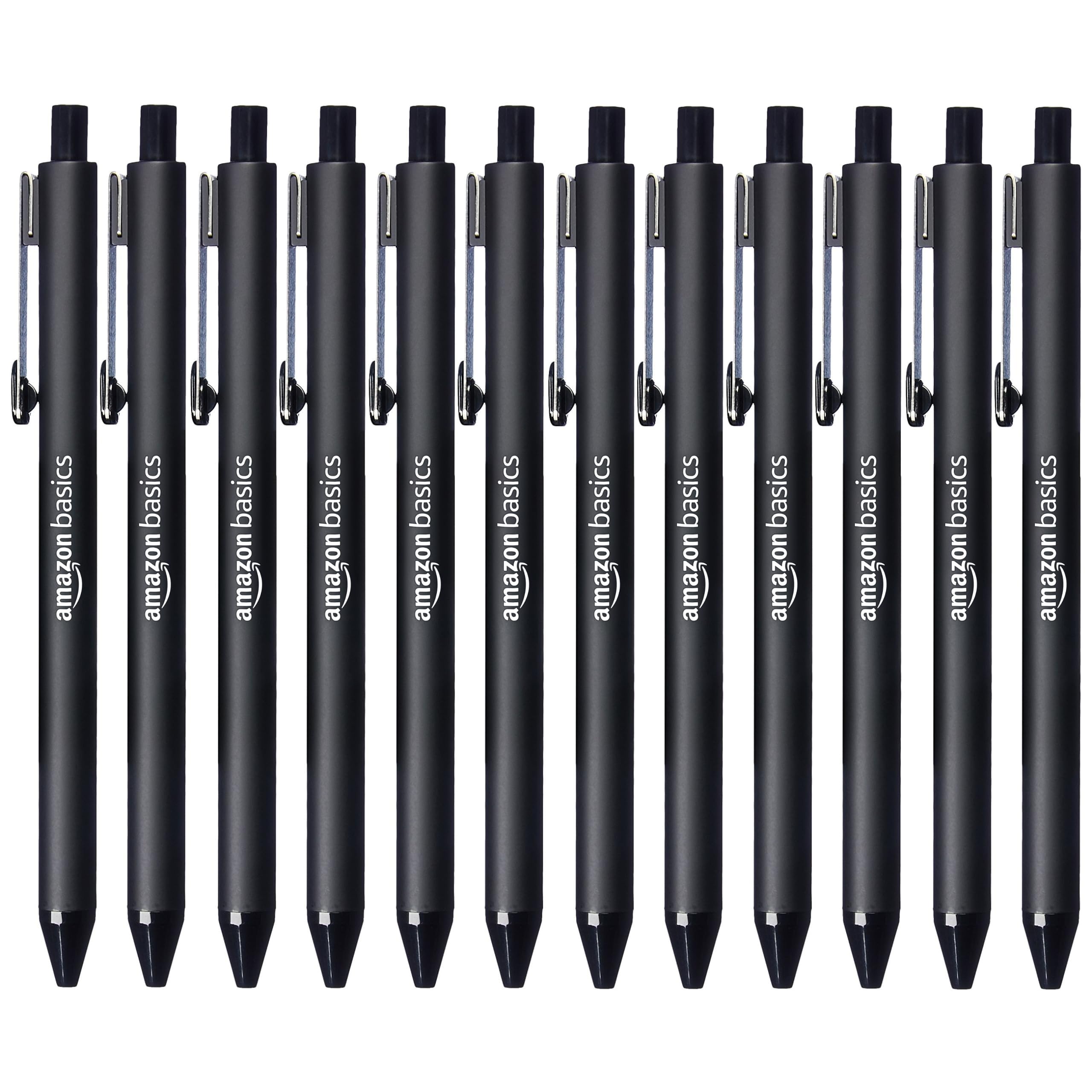 Amazon Basics Ballpoint Black Pens, 1.2mm, 12-Pack, чёрный