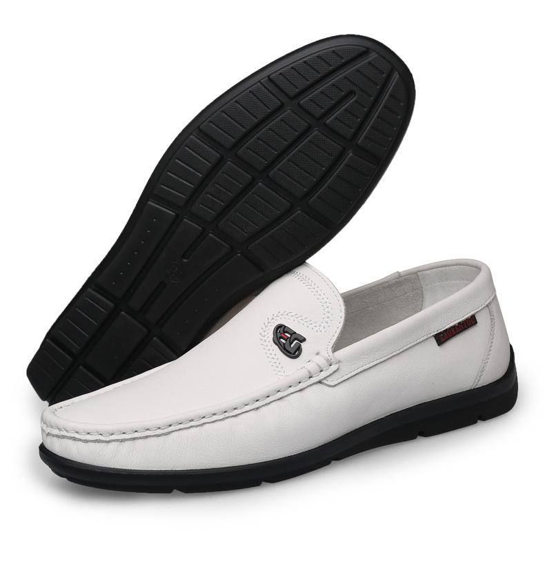 Old Man Head Men's Shoes Summer Soft-soled Casual Leather Shoes New Hollow White Beanie Shoes Middle-aged Dad Shoes 0A1661