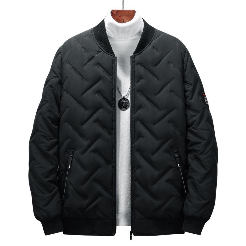 Men's Cotton-padded Clothes, Winter Thickened Thermal Jacket, Cotton-padded Clothes, Solid Color Stand-up Neck Cotton-padded Clothes, Korean