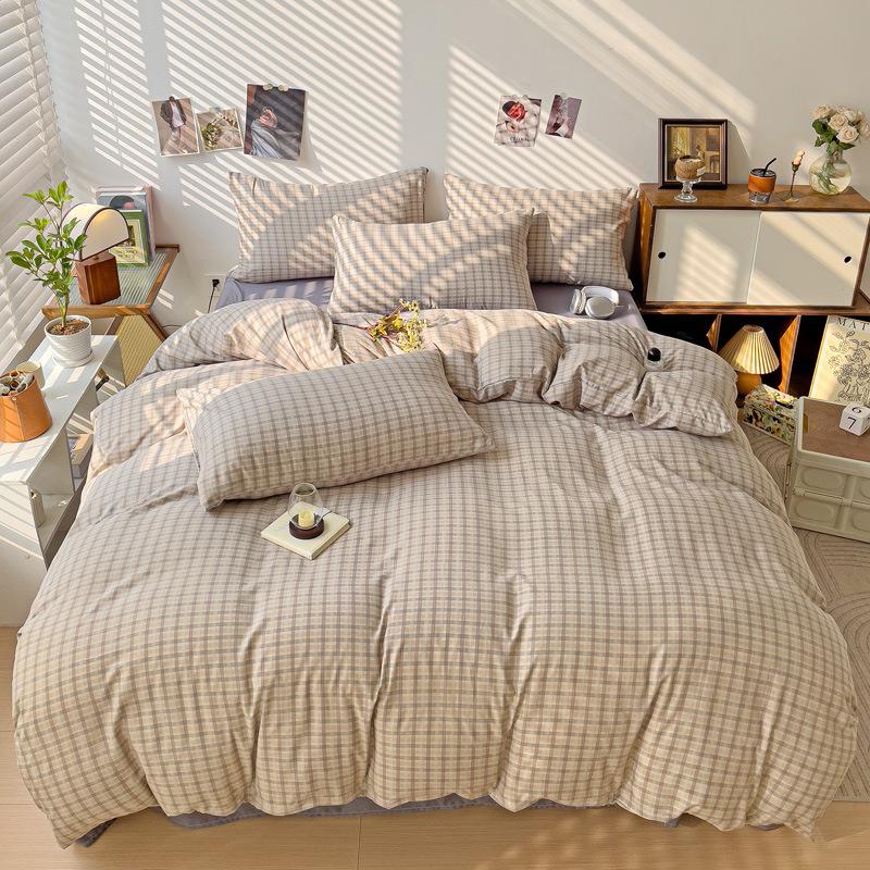 

Комплект из четырех предметов из мультяшного облачного хлопка класса А для матери и младенца, пододеяльник из стиранного хлопка, простыня, одеяло для общежития, шапка для кровати 150x200cm single product quilt зелёный