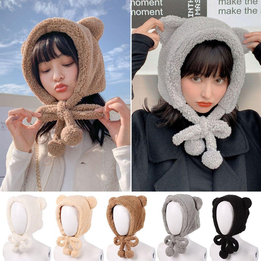 Warm Cute Plush Earflap Earmuff Bear Ear Hat Winter Hats Beanies Caps