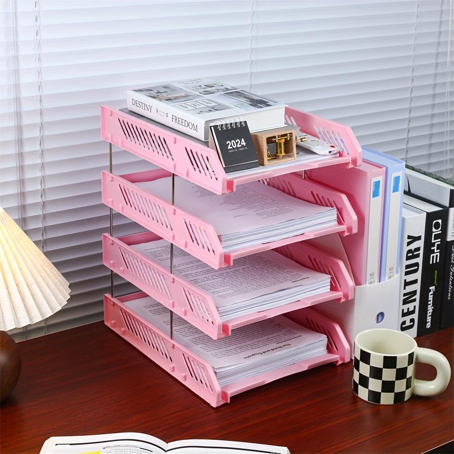 Four-layer Horizontal File Rack Desktop Storage Multi-layer Sorting File Basket Office File Folder Rack