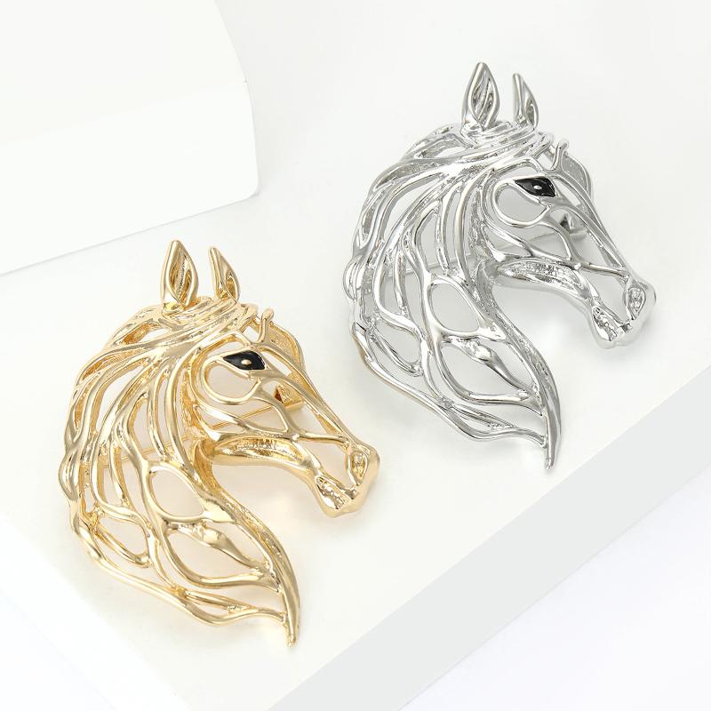 Trendy Alloy Zodiac Horse Brooches For Women Animal Pins Suit Coat Accessories Casual Party Accessories New Year Gifts