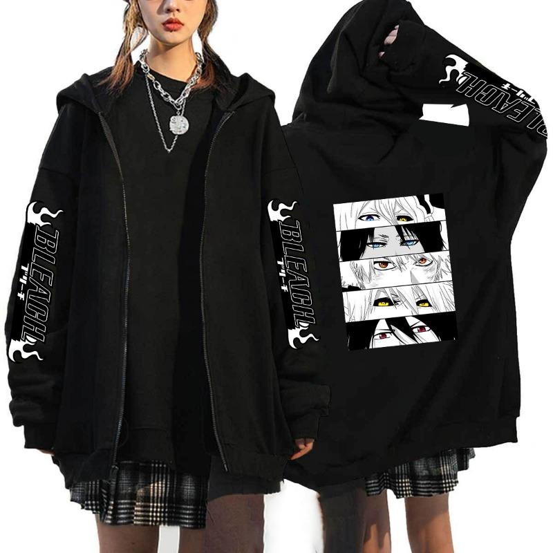 Japonské Anime Bleach Kurosaki Ichigo Potlačená Mikina s Kapucňou Pánska Dámska So Zipsom Ležérna Voľná Mikina Harajuku Unisex Bunda na Zips