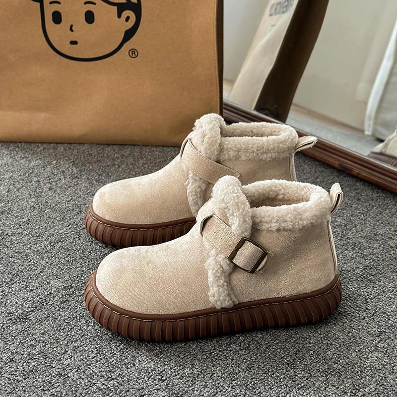 

Современные сапоги до середины голени из коровьей замши для женщин 2024 года, горячая распродажа, зимняя обувь на плоской подошве с резиновыми резиновыми женскими ботинками с круглым носком, Botas