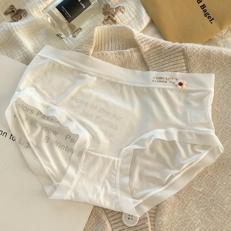 Summer Ice Silk Underwear For Women, Mid-waist Breathable Ultra-thin Underwear For Facial Mask
