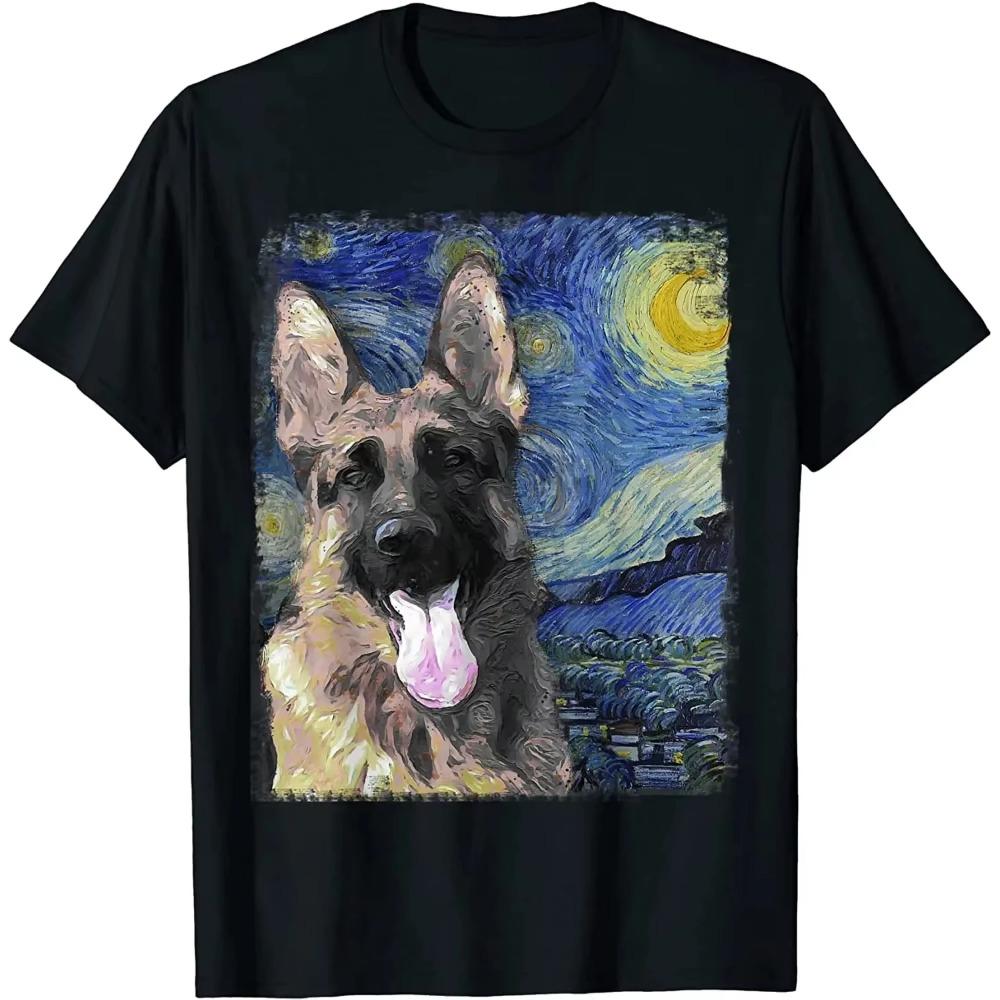 

Футболка с рисунком немецкой овчарки, мужская, 100% хлопок, повседневные футболки, свободный топ XXL