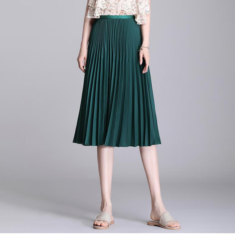 Purple skirt women's summer medium length pleated high waist a word women's drape skirt spring women's small white umbrella skirt