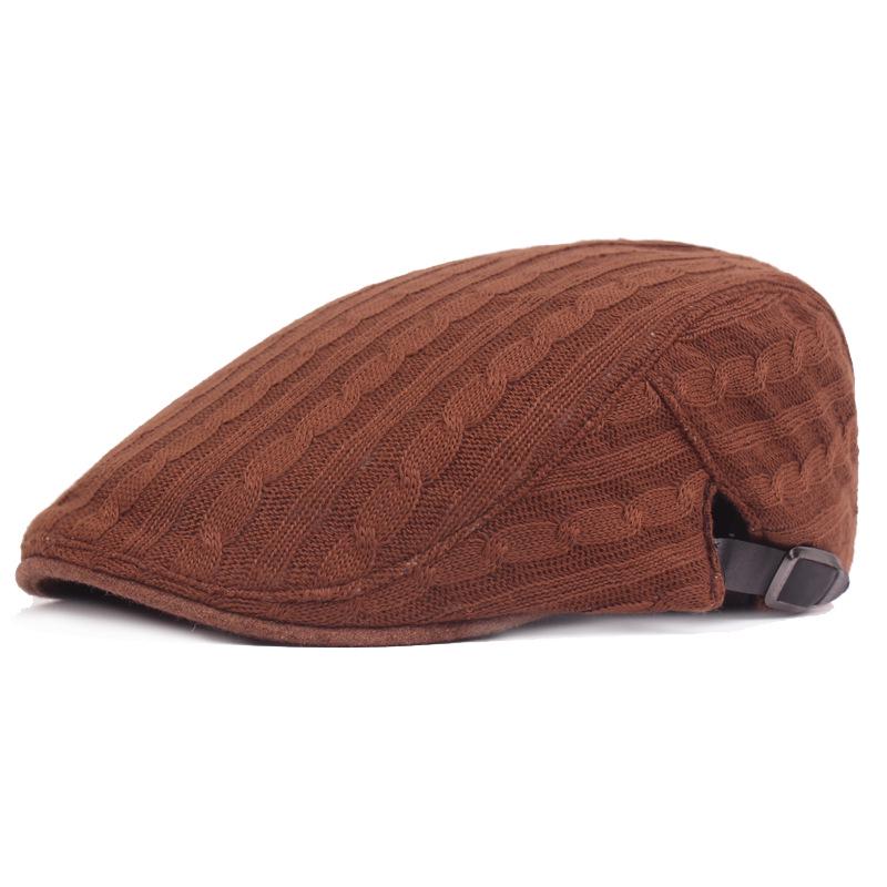 Knitted Beret Men and Women Winter Forward Cap Simple Duck Tongue Cap Middle-aged Duck Tongue Hat Hat