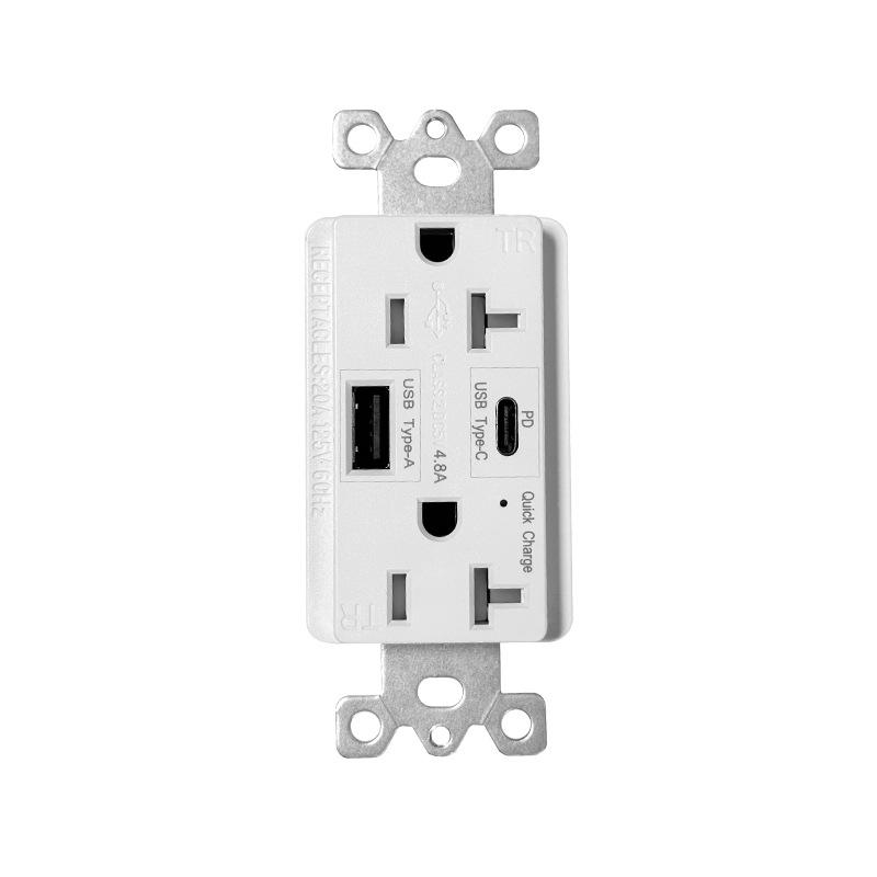 UL-zertifizierte nordamerikanische 20A 120V Steckdose mit USB & Typ-C PD Schnellladung und TR Kindersicherung