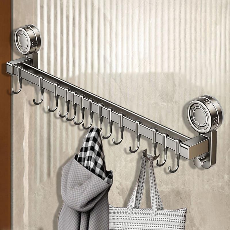 Kitchen Hooks Utensil Rack With Hooks Organizer Suction Cup Shelf Heavy Duty No Drill Holder Removable For Bathroom Closet