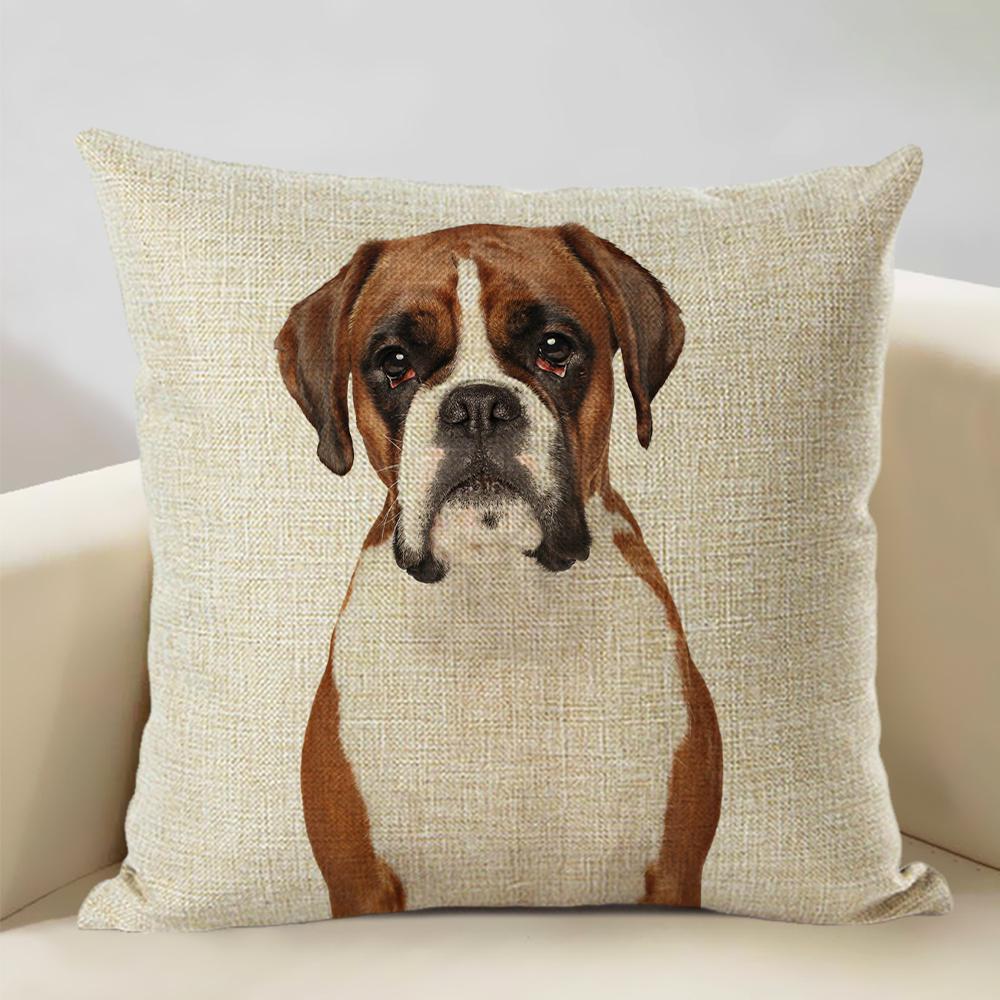 Nordic Animal Portrait Decorative Cushion Cover Dog Fashion Sofa Pillow Cover 45x45cm Linen Children's Gift Dog Companion