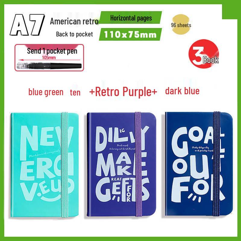 A7 Mini Retro American Pocket-Sized Notebook - Ideal for Students and Birthday Gifts