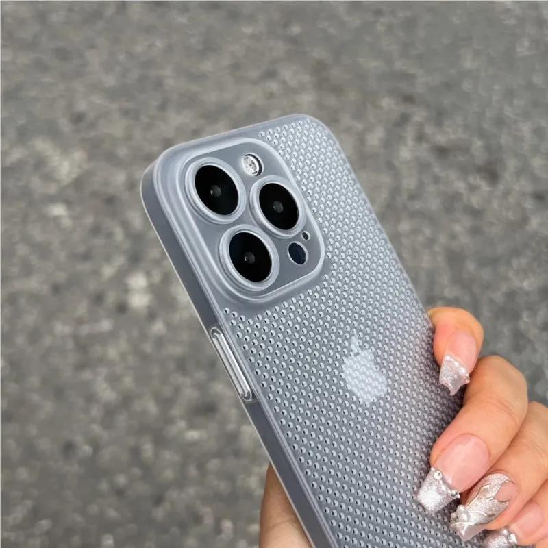 Heat Dissipation Breathable Cooling Case For iPhone 16 15 14 13 12 11 Pro Max Plus Ultra Thin Matte Mesh Hollow Slim Hard Cover