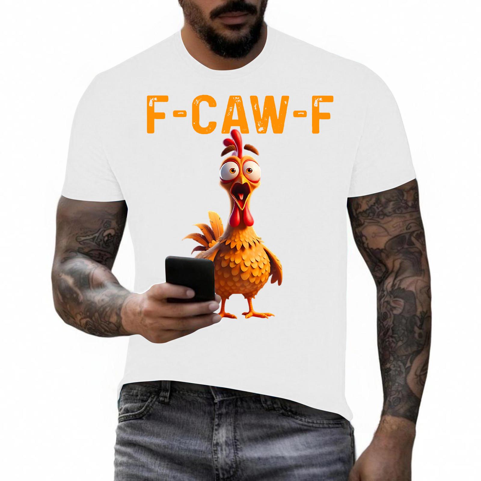 

Смешная футболка с петухом, кукарекающим F-Caw-F, и каламбуром S белый