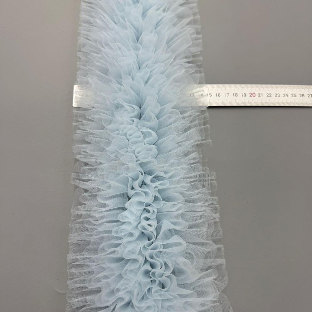 Новая Многослойная Кружевная Сетчатая Отделка Пушистый Волнистый Край Украшение Подола Юбки DIY Зашитое Кружево для Платья светло-синий