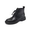 Fashion NEW Autumn Women Boots Split Leather Shoes for Women Round Toe Chunky Heel Shoes Black Lace-up Ankle Boots Casual Chelsea Boots