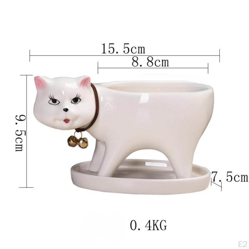 Cat Shape Planter Cartoon Flower Pot Bonsai Ornament Cute Kitten Flowerpot for Indoor and