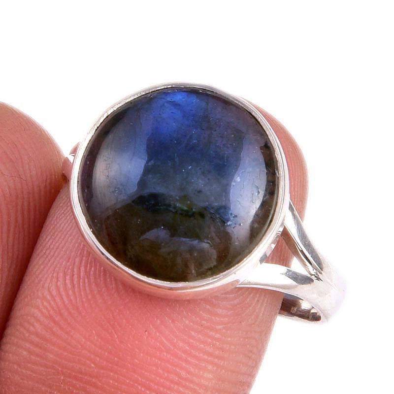 

Natural Labradorite Gemstone 925 Solid Sterling Silver Jewelry Ring Size 8 u2K24