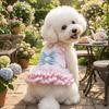 Lace Strap Dog Princess Dress Bow Knot Dog Puff Skirt Fashion Lovely Pet Lace Dress  Party