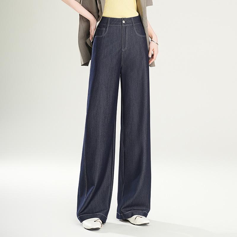 

Модные джинсовые брюки с высокой талией и широкими штанинами - Стройнящие и стильные, длиной до пола, Коллекция Ранней Весны 2025 31 синий