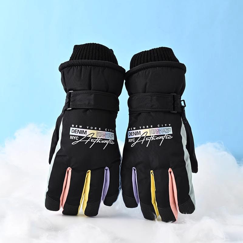 2025 new ski gloves women's winter warm thickened cotton cold play snow water can ride and drive