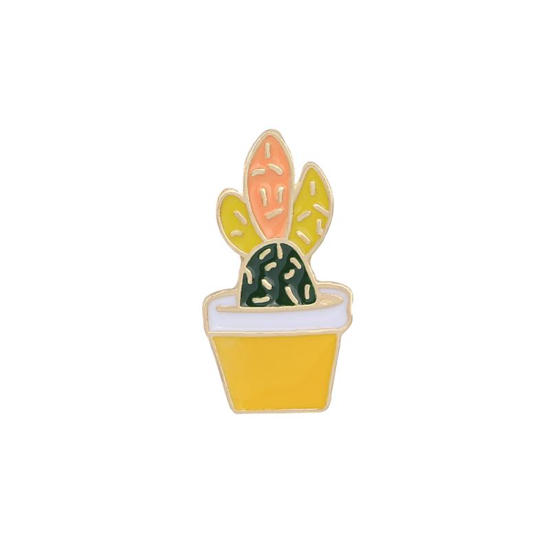 19 Styles Summer Cup Potted Design Enamel Brooches Mini Cactus Potted Plant Shaped Pins Women Girls Gardening Backpack Badge