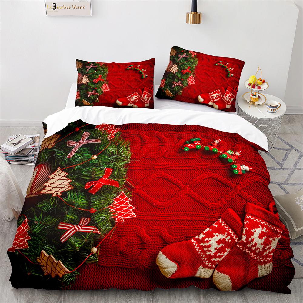 Christmas Duvet Cover Set King Queen Full Size Snowflake Gold Deer Pattern Holiday Bedding Set Polyester Comforter Cover for Kid