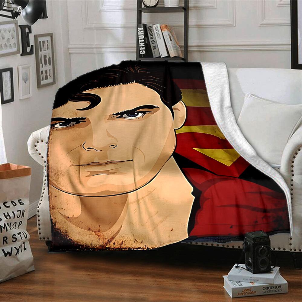 1pc Superman, Costume Blanket Lightweight Flannel Throw For Sofa, Bed, Travel, Camping, Livingroom, Office, Couch, Chair, And Bed
