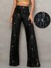 Dámska Móda Elegantné Flitre Vysoký Pás Párty Nohavice Široké Nohavice Dlhé Nohavice