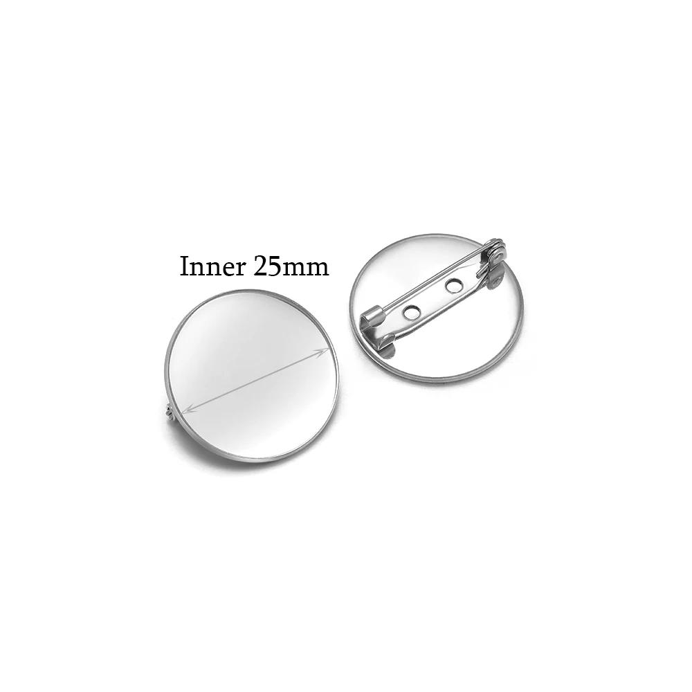10pcs Stainless Steel 15mm 20mm Brooches Base Blank Tray Cabochon Cameo Settings for DIY Jewelry Findings Clothes Decoration