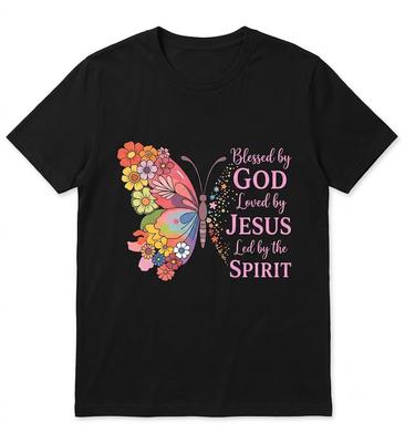 Butterfly Jesus Graphic Black T Shirt Gift For Friends
