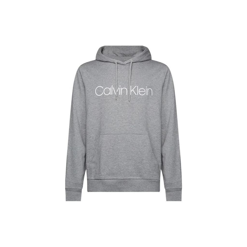 Calvin Klein Logo Print Kangaroo Pocket Round Neck Hoodie Men hoodies Gray K10K104060-092
