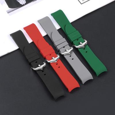 Gebogenes Silikon-Uhrenarmband für Citizen Band für Seiko Armband für Rolex Armband mit Faltschließe 18 19 20 21 22 24mm