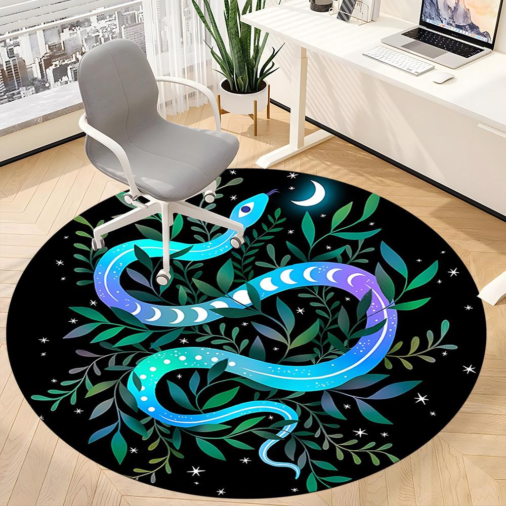 1pc Moon Snake Office Round Area Rug,  Mat Suitable For Office, Under Office Chairs Bedroom Living Room Home Decor, Room Deco