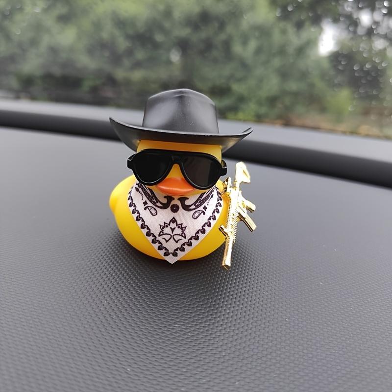 Cute Cowboy Hat & Rifle Yellow Duck Car Ornament - Fun Contrast Design | Auto Interior Decor Festival Gift