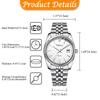 Watch with 3D Cut Stainless Steel 3ATM Water Date Luminous Adjustable Analog Quartz Durable for Business and Casual Wear Perfect for or as a Keepsake