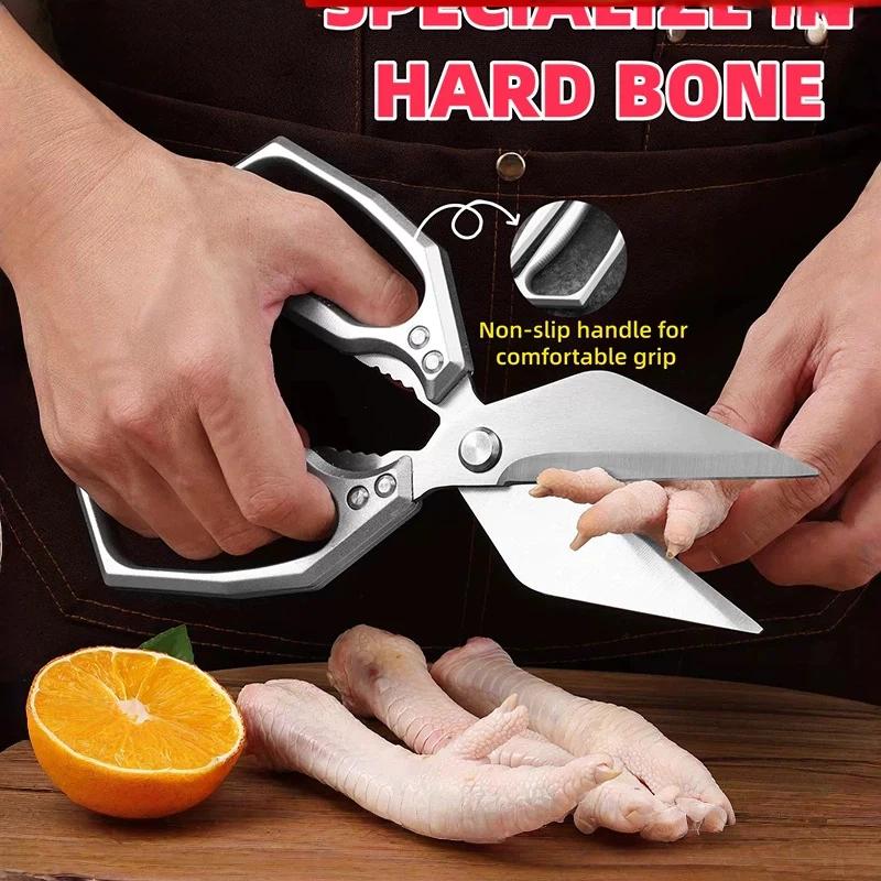Heavy Duty Multifunctional Stainless Steel Kitchen Scissors Non-Slip Handle Poultry Shears for Chef Home Cooking Preparation