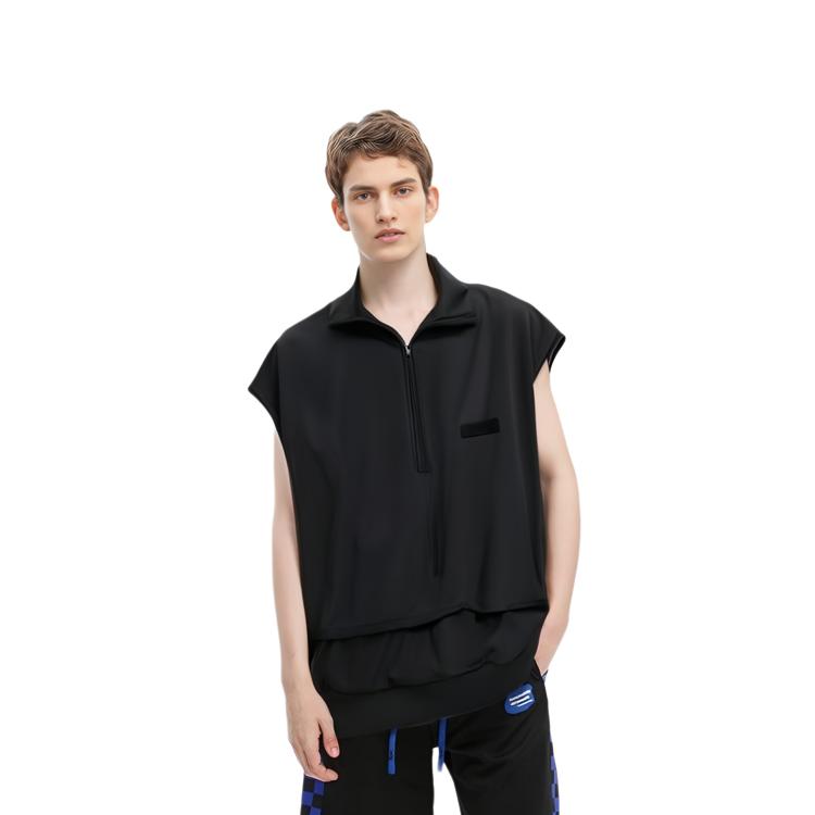 Fear of God Essentials Nylon Fleece Mockneck Vest Jet Black/Jet Black Men Outerwear Multi-Color 202SP244294F