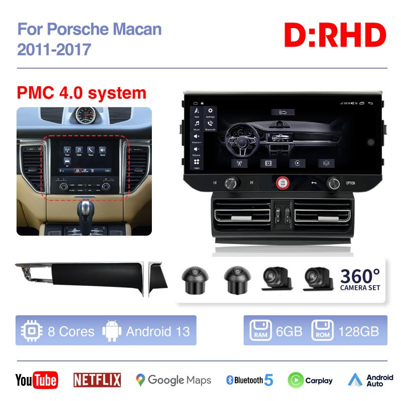 12.3" For Porsche Macan 2014-2017 Car Multimedia Video Player GPS Navigation Radio Android13 8+128G 8Core CarPlay 4G 360Camera