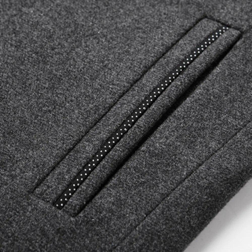 Wool Blend Coat Men Winter Fashion Wild Overcoat Male Thicken Keep Warm Jackets Trench Outerwear Wool Coat Stand Collar