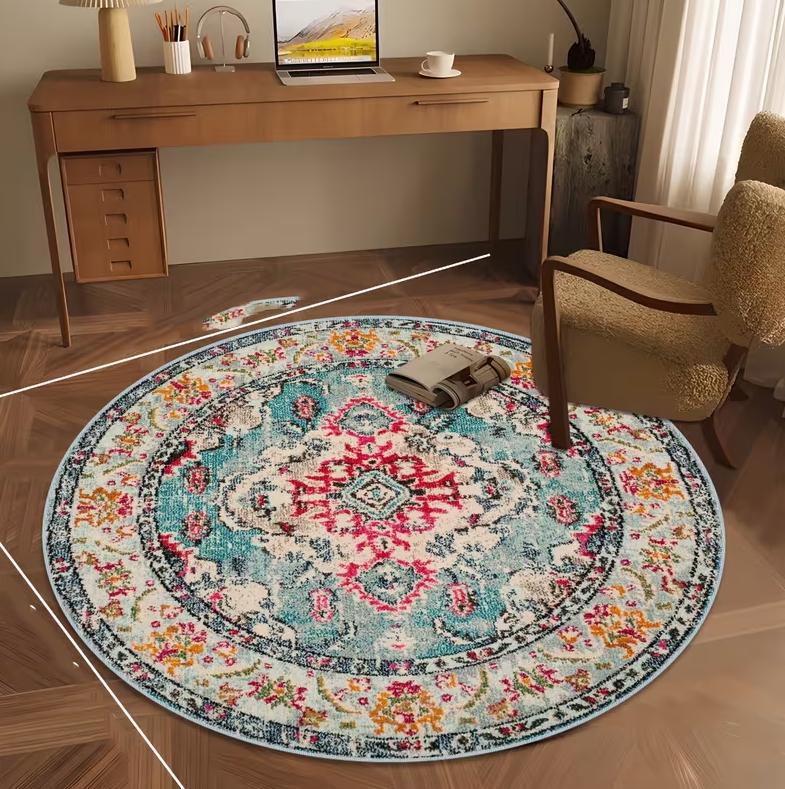 Bohemian Style Circular Carpet Indoor Carpet Bedrooms Circular Floor Mats Suitable Living Rooms Study Rooms Bathrooms Decoration 100cmx100cm