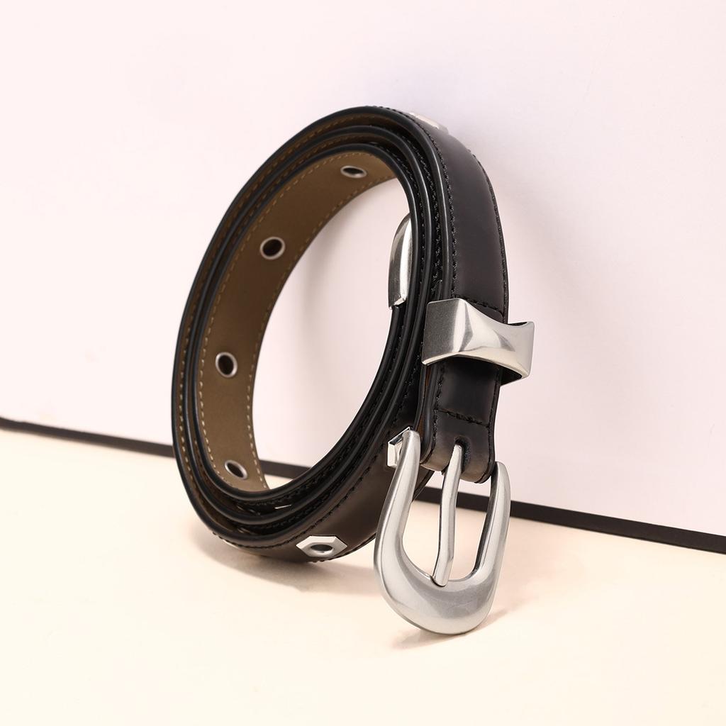 Thin Cowhide Veterinary Women's Belt Versatile Nailed Casual Pants Belt High-end Women's Belt