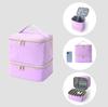 Double-Layer Elevated Makeup Bag for Women Large Capacity Portable Toiletry Case Cosmetic Nail Polish Storage Bag