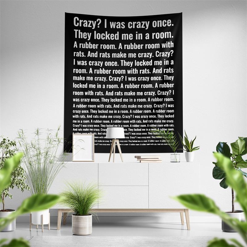 Aertemisi Crazy I Was Crazy Once Funny Meme Tapestry Wall Hanging Art for Bedroom Living Room College Dorm Party Backdrop