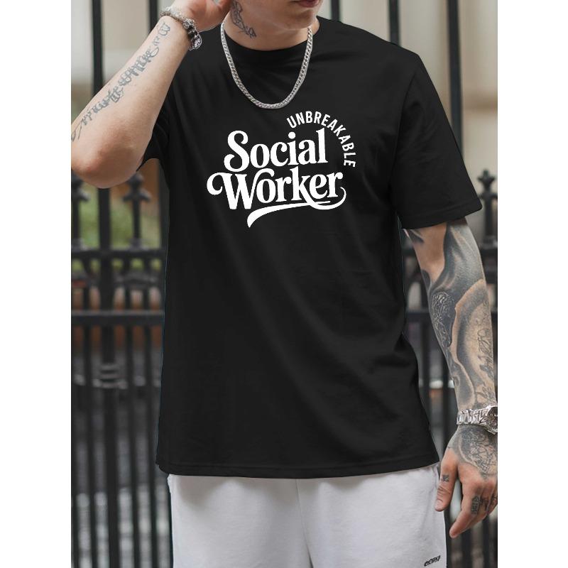 

Men s Social Worker Unbreakable T-Shirt Unbreakable Social Worker Slogan Print, Bright Orange & Black Lettering, Breathable Summer Casual & Workwear 4XL чорний