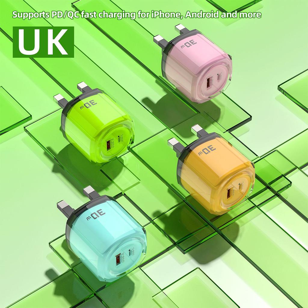 Fonken 2Ports USB+PD Charger Type C Charger Fast Charging for Phone Samsung Mobile Phone UK Plug Wall Charger