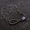 Regenbogen-Solarquarz-Druse Halskette Kupferdraht-umwickelte Halskette Verstellbare Halskette Kupferdraht Pfauenschmuck Handgefertigte Edelstein Halskette