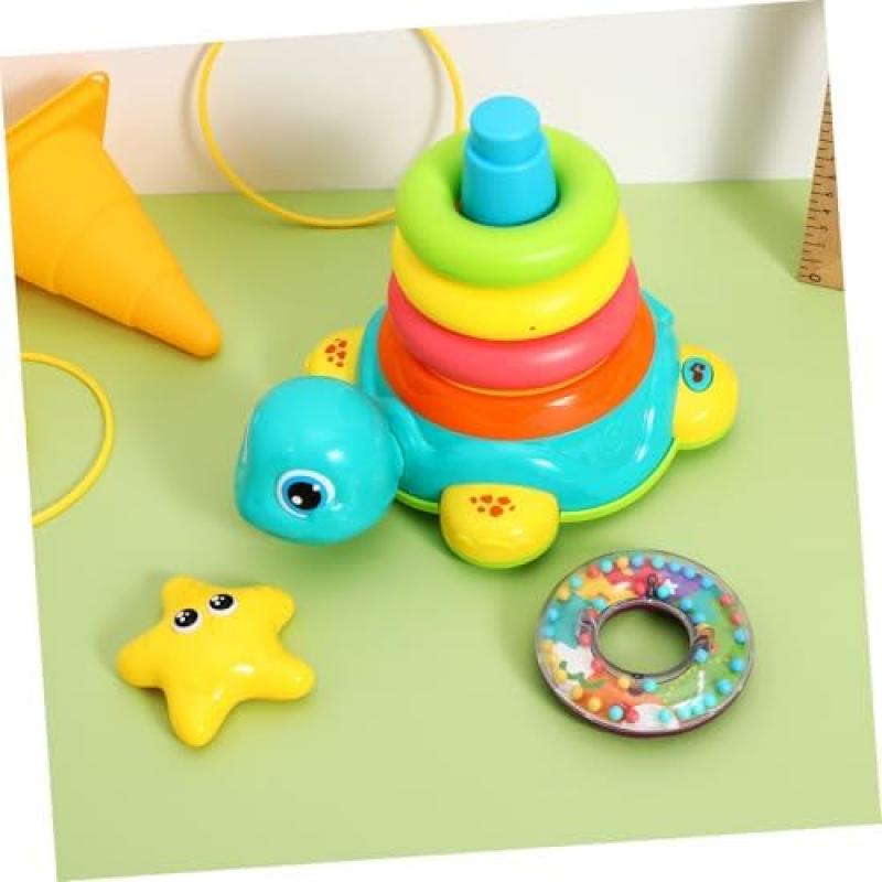 HANABASS Baby Stapelringe Spielzeug mit Licht & Ton, Musikalisches Krabbel-Lernspielzeug, Schildkröte & Ringe Pädagogisches Entwicklungsspielzeug für Jungen Mädchen