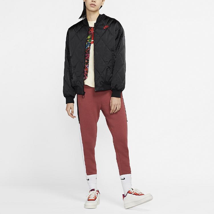 Nike Sportswear Synthetic-Fill Satin Collar Sports Warm Cotton Jacket Winter Women Jacket Black CU3664-010